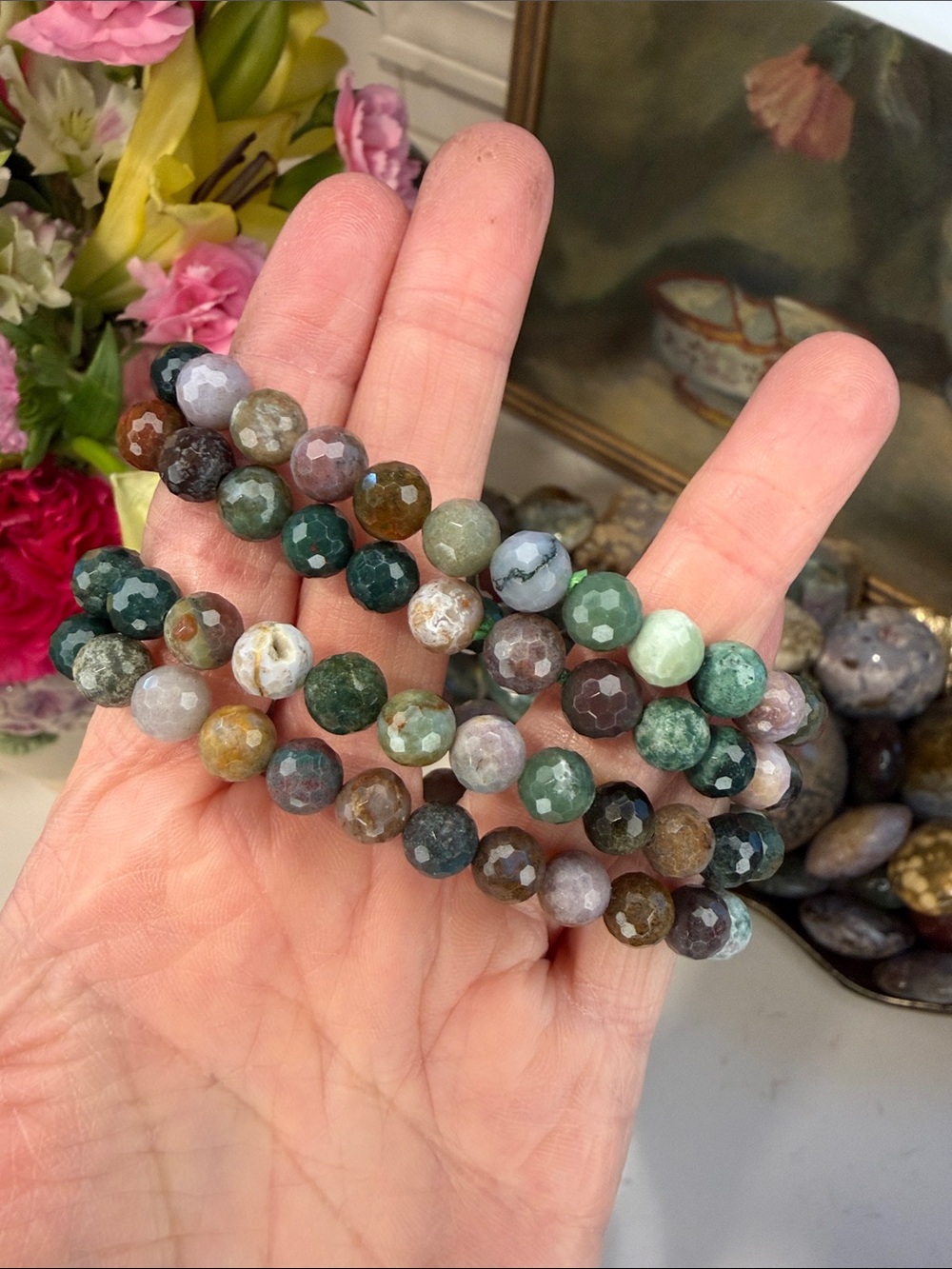 Faceted Indian Agate Bracelet (listing is for 1): B1134